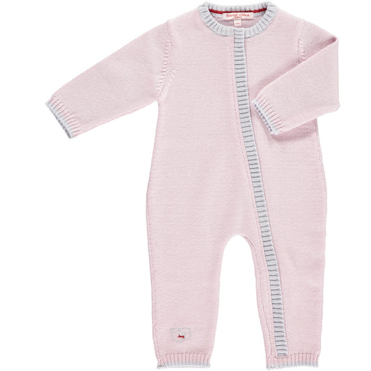 Merino Zip-Up Baby Daysuit - Petal Pink