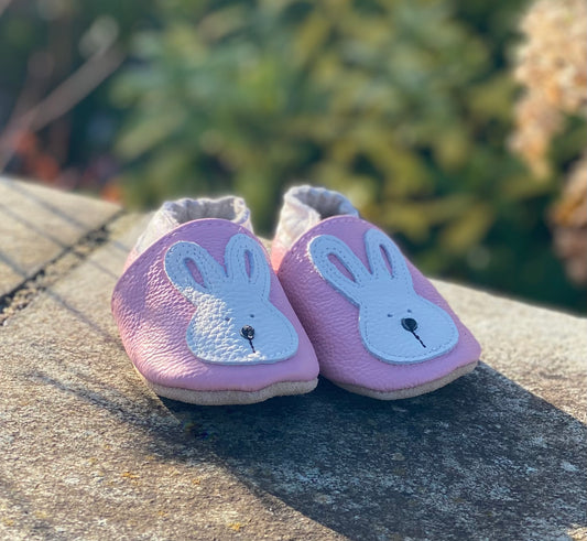 Pink Leather Rabbit Slippers